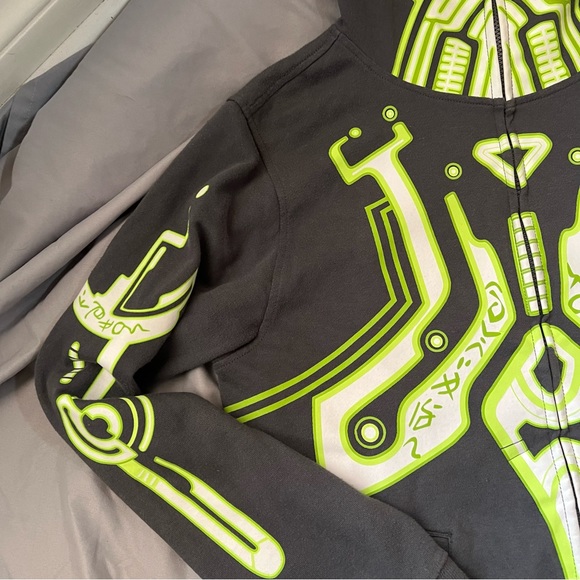 Brothers Full Front Zip Masked Robot Hoodie XXL (16) Grey and Green - Picture 6 of 15